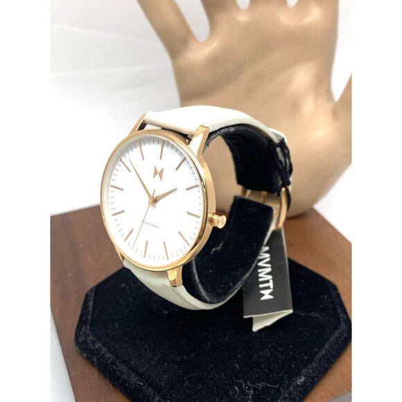 MVMT Women\'s Watch Boulevard Quartz Rose Gold White Dial Gray Leather Band 38mm main image 7
